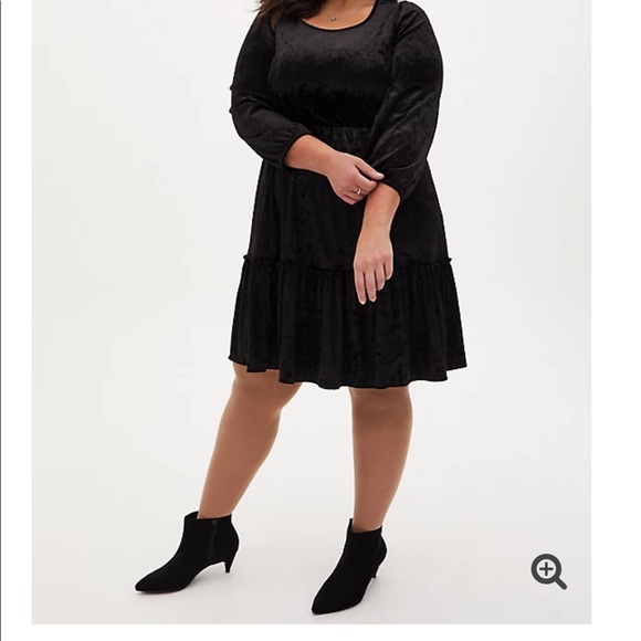 Torrid Black Velvet Mid Length Dress - Picture 4 of 6